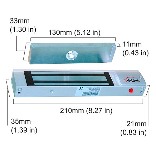 Electromagnetic Lock 300 lb Visionis Visml300Led
