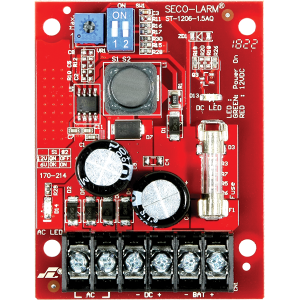 Power Supply 1.5 Amps with charger | Secolarm ST-1206-1.5AQ | Electronic Security Power & Voltage