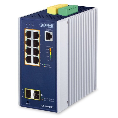 Switch Industrial PoE+ Planet Networking IGS-10020PT